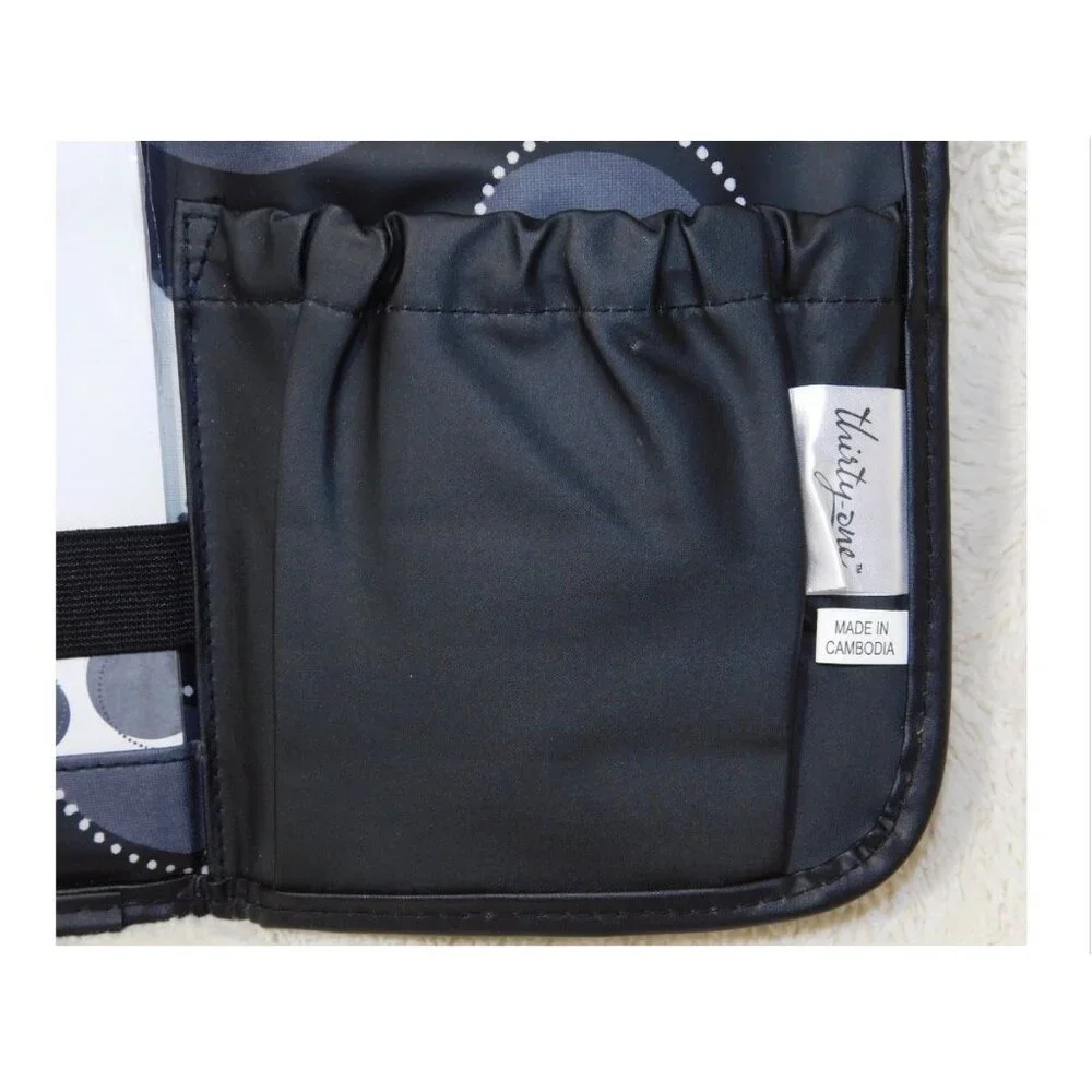 Thirty-One Black Happy Dot Tri-Fold and Go Organizer Notepad Holder
